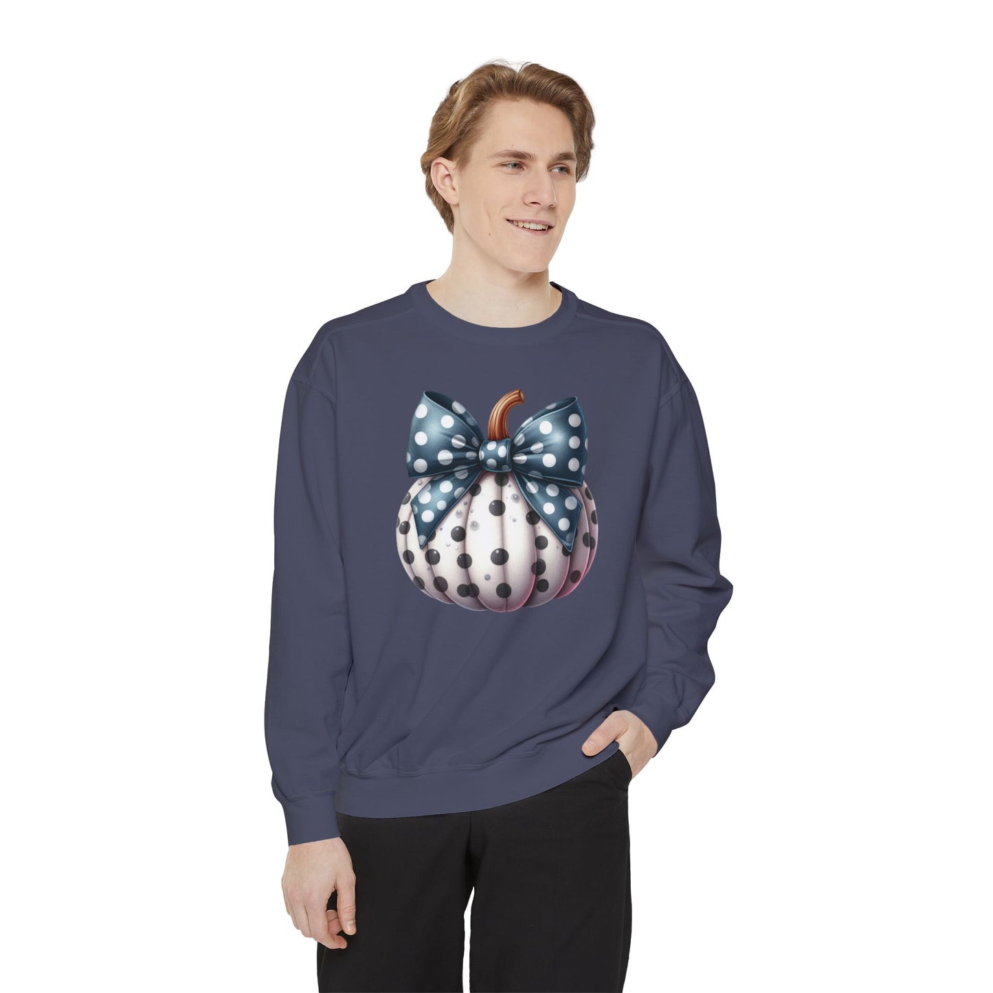 Polka Dot Pumpkin Charm Unisex Garment-Dyed Sweatshirt