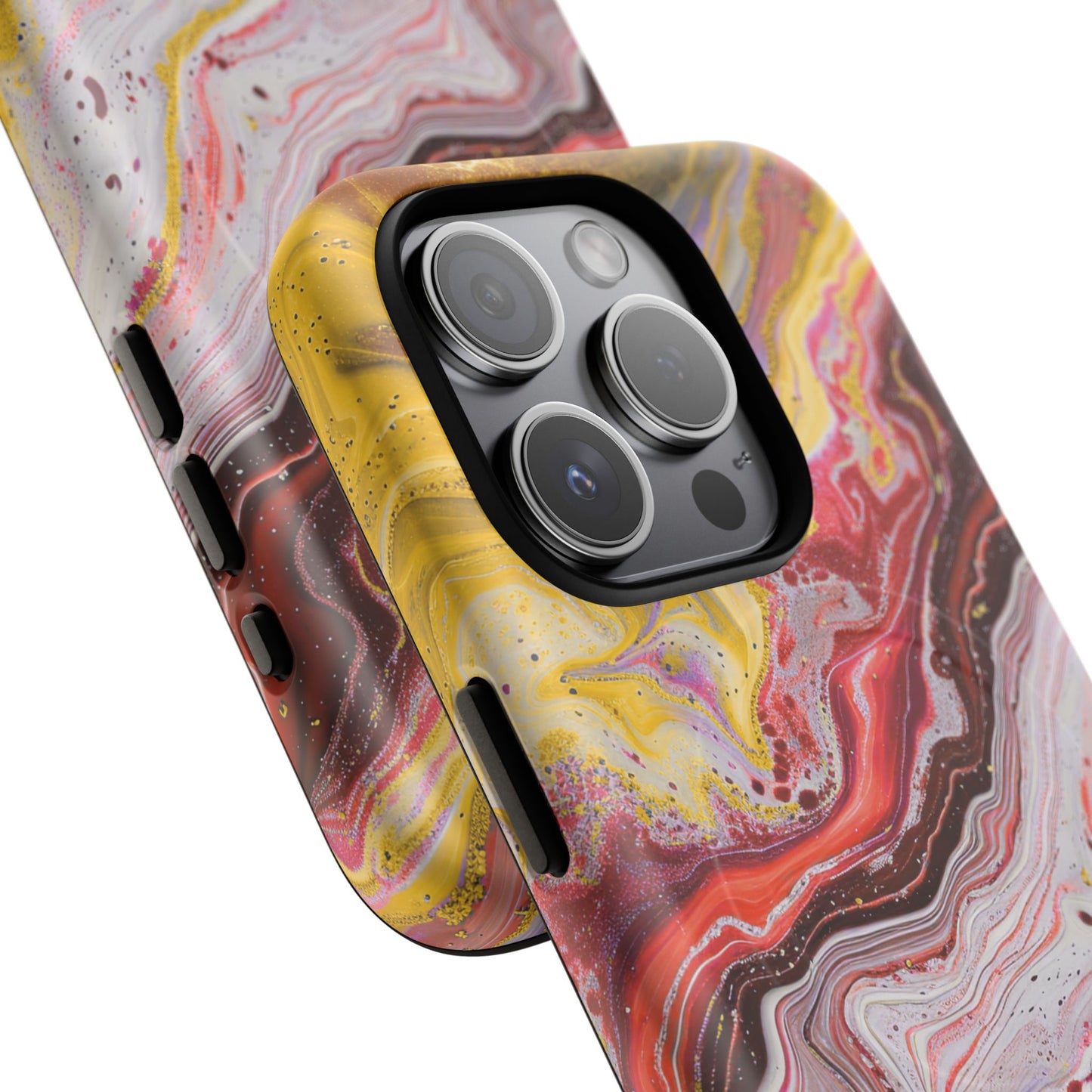 Colorful Red Marble iPhone Case, Tough Magnetic Cases, Stylish iPhone Protection, Unique Gift for iPhone Lovers, iPhone Accessories