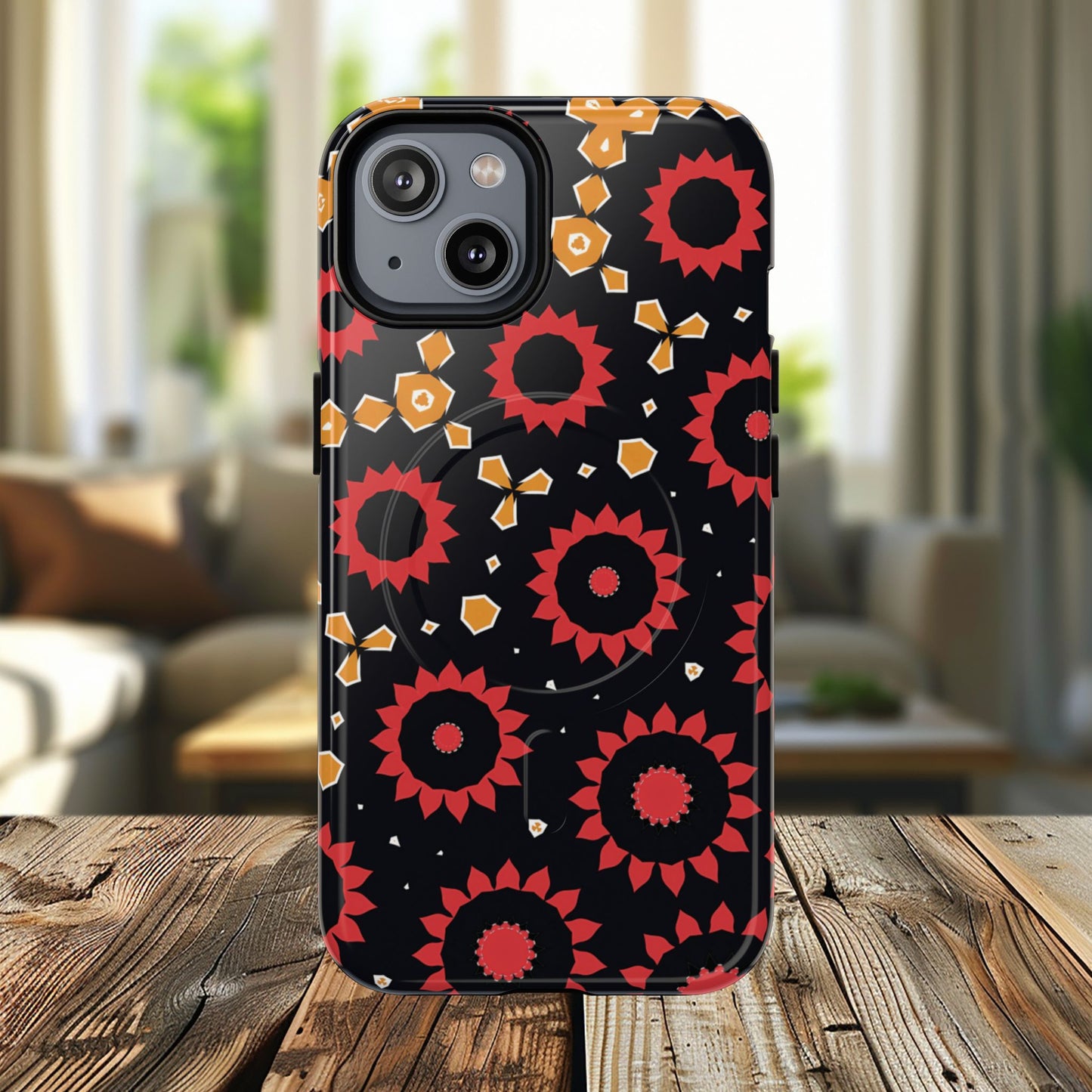 Midnight Ember Bloom Tough Magnetic iPhone Case, Bohemian Floral Design, Stylish iPhone Protection, Gift for Her, Trendy iPhone Accessories