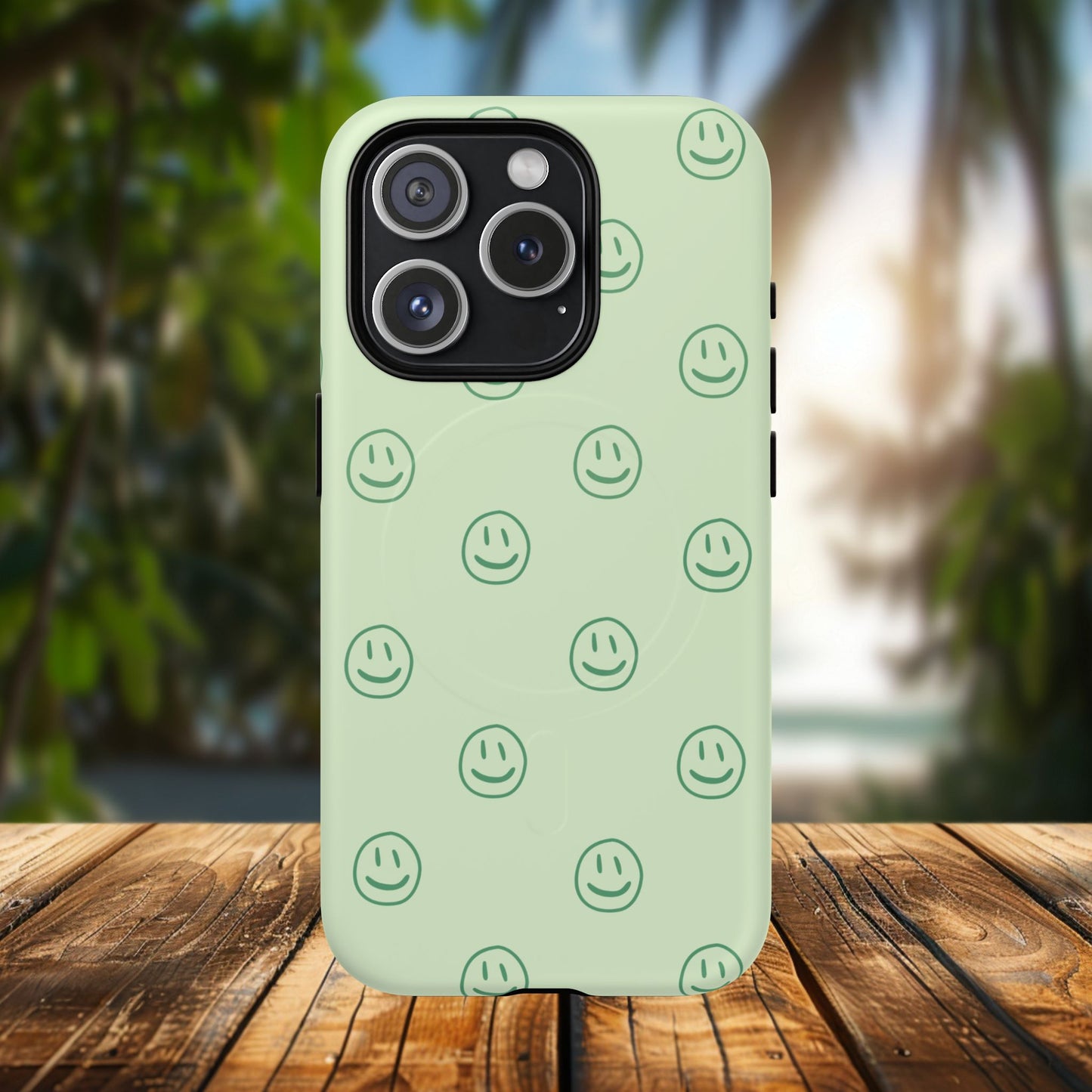 Green Smiley Face Magnetic iPhone Case