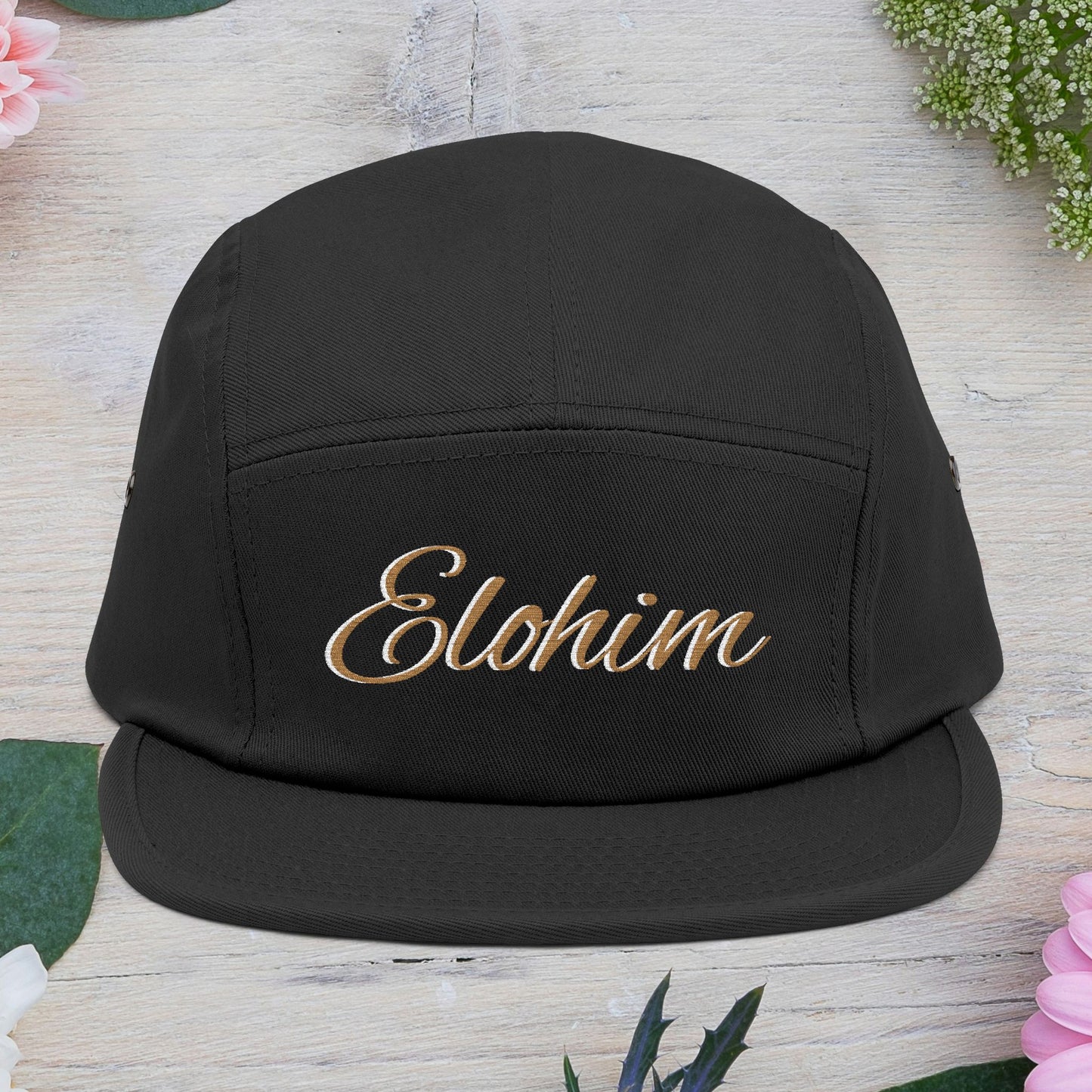 Embroidered 'ELOHIM, GENESIS 1:1'  5 Panel Cap, Trendy Hat, Outdoor Gear, Streetwear Accessory, Unique Gift, Fashion Statement
