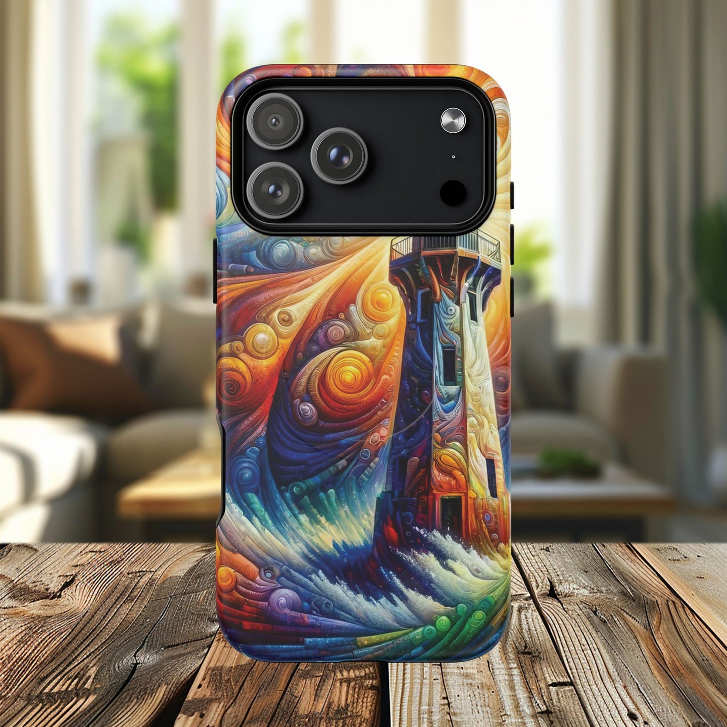 Vibrant Lighthouse Magnetic iPhone Case, Durable Protection for Everyday Adventure, Gift for Nature Lovers, Colorful iPhone Cover