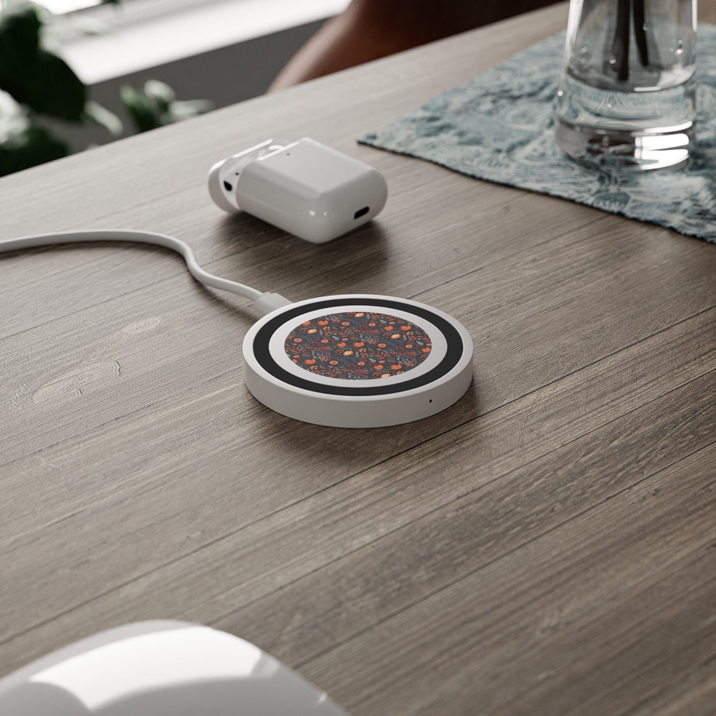 Autumn Bloom Floral Quake Wireless Charging Pad – Stylish Fast Charger for Home & Office