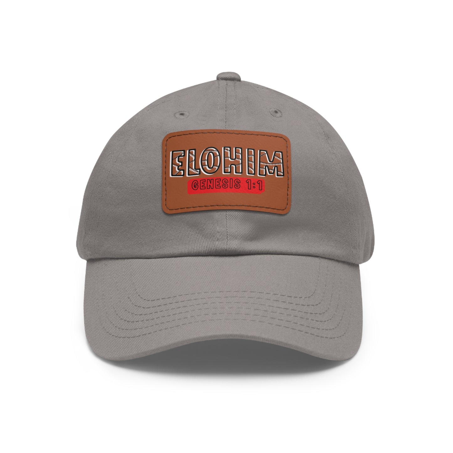 'ELOHIM, GENESIS 1:1- Stylish Dad Hat with Leather Patch | Great for Gifts for All, Casual Wear, Outdoor Activities, and Religious Events