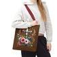 Faith and Floral Cross Heart Tote Bag