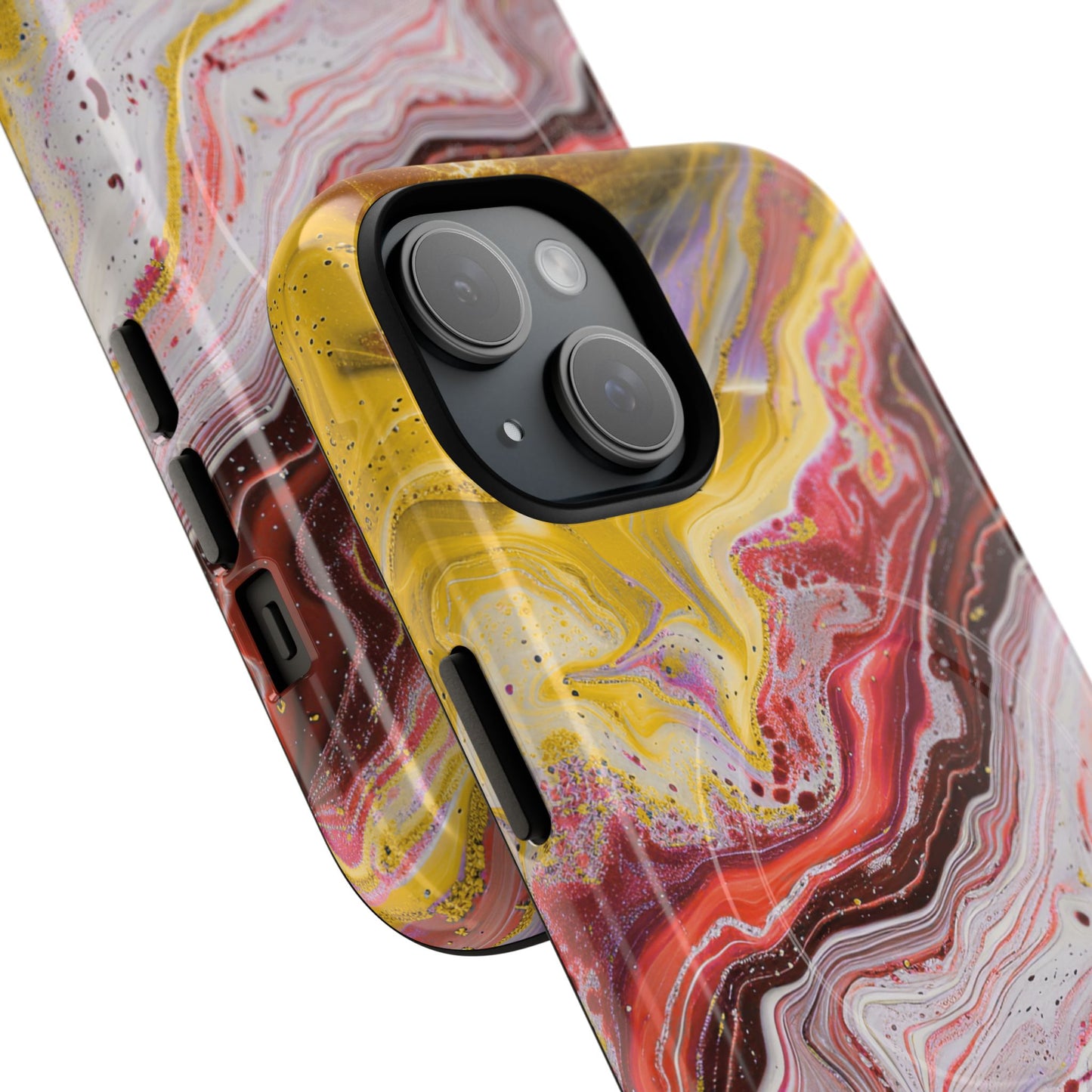 Colorful Red Marble iPhone Case, Tough Magnetic Cases, Stylish iPhone Protection, Unique Gift for iPhone Lovers, iPhone Accessories