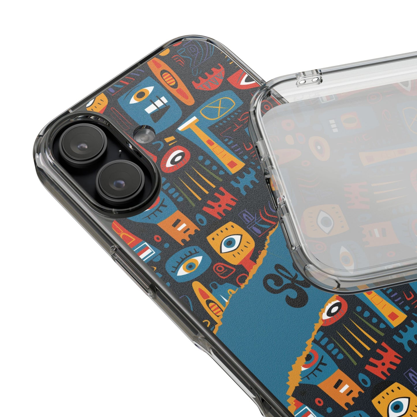 Phone Case — Colorful Abstract Faces Clear Impact-Resistant Case