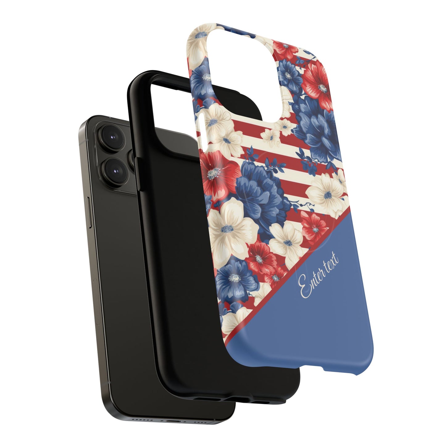 Personalized Stars, Stripes & Petals Tough Magnetic MagSafe Case, Patriotic Cover, Floral Design, Durable Protection, Gift for Her, Summer Vibes