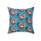 Turquoise Floral Heart Spun Polyester Square Pillow