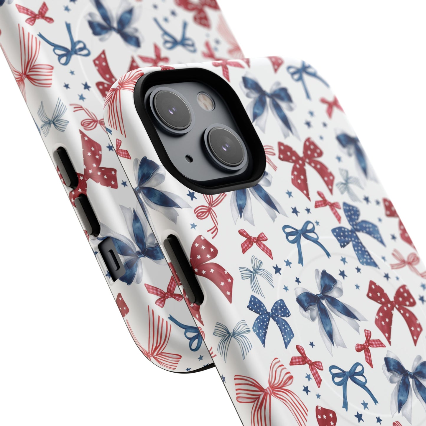 Patriotic Coquette Tough iPhone Magnetic Case, Stylish Gift for Her, Summer Celebrations, Cute Bow Design