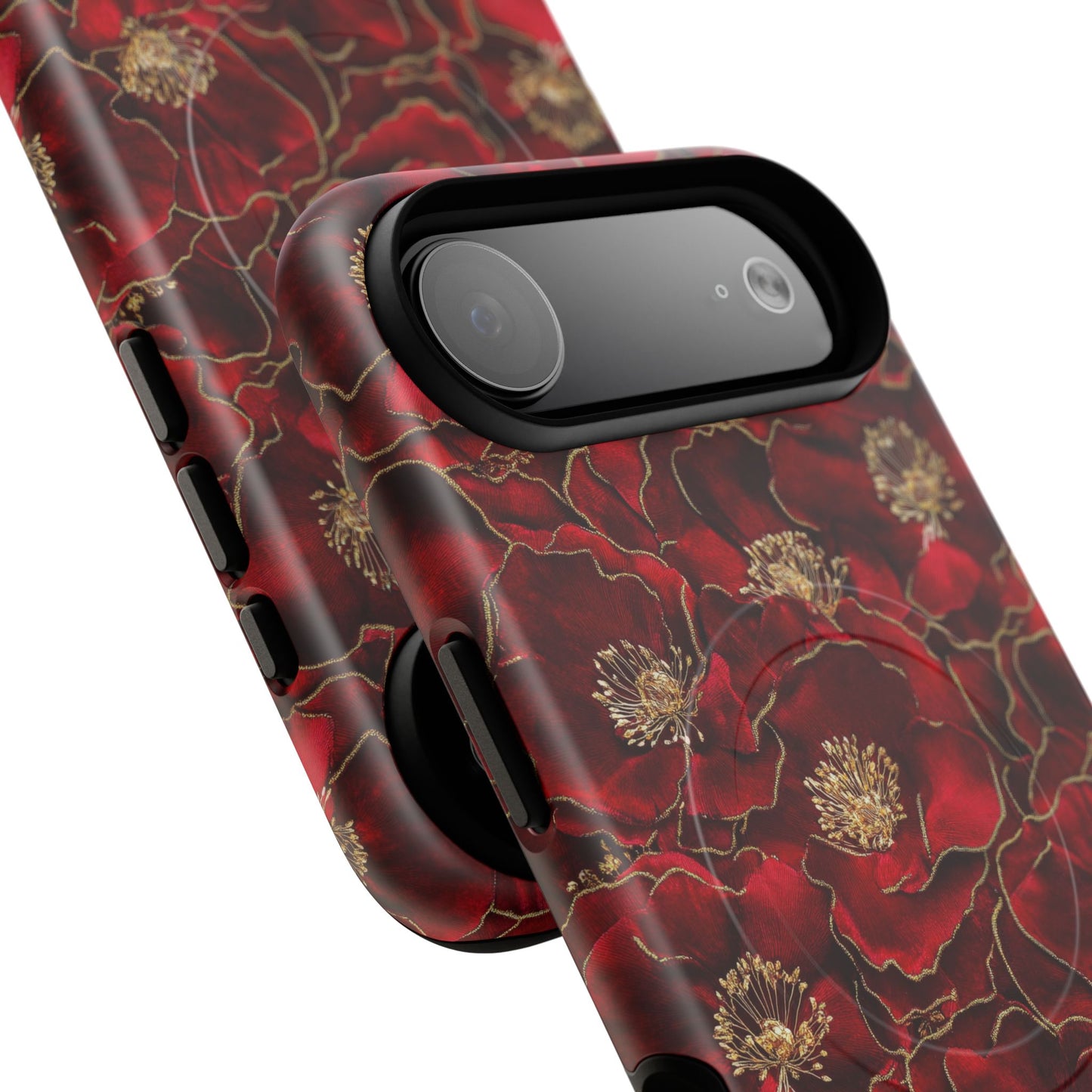 Midnight Poppy Luxe Tough iPhone Magnetic Case, Unique Flower iPhone Cover, Durable Floral Design, Gift for Her, Gift for Mother's.