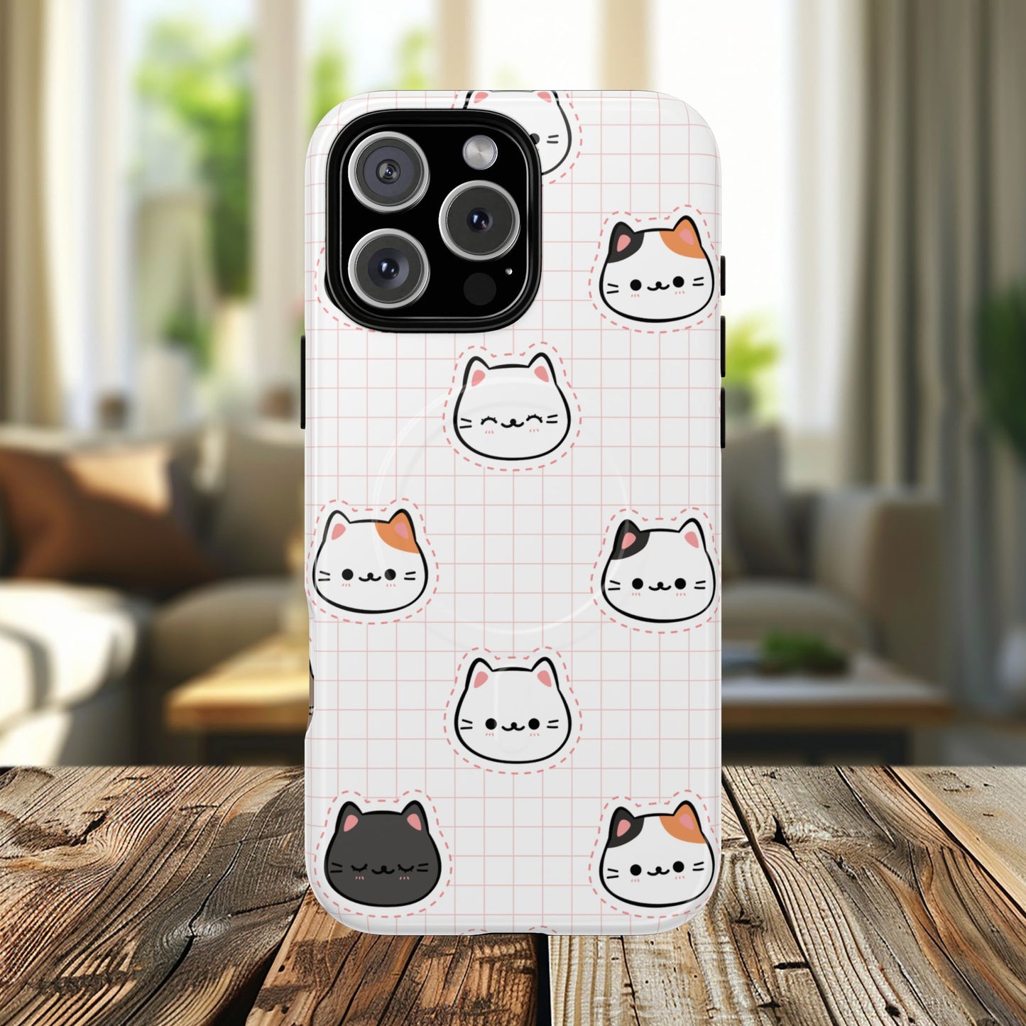 Cute Cat Tough Magnetic Case, iPhone Cover, Cat Lover Gift, Cute Cat Accessories, Pet-Themed iPhone Case