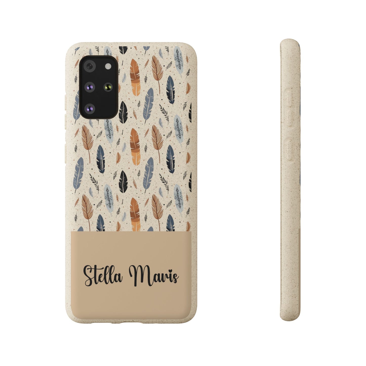 Personalized Whispering Feathers Samsung Biodegradable Case, Custom Name Case.