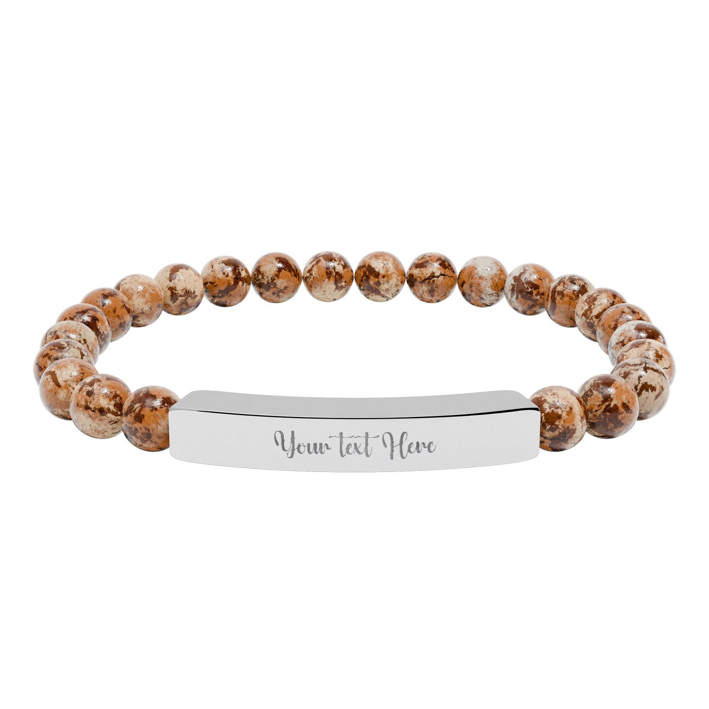 Engravable Natural Stone Stretch Bar Bracelet — Personalized Beaded Wristband