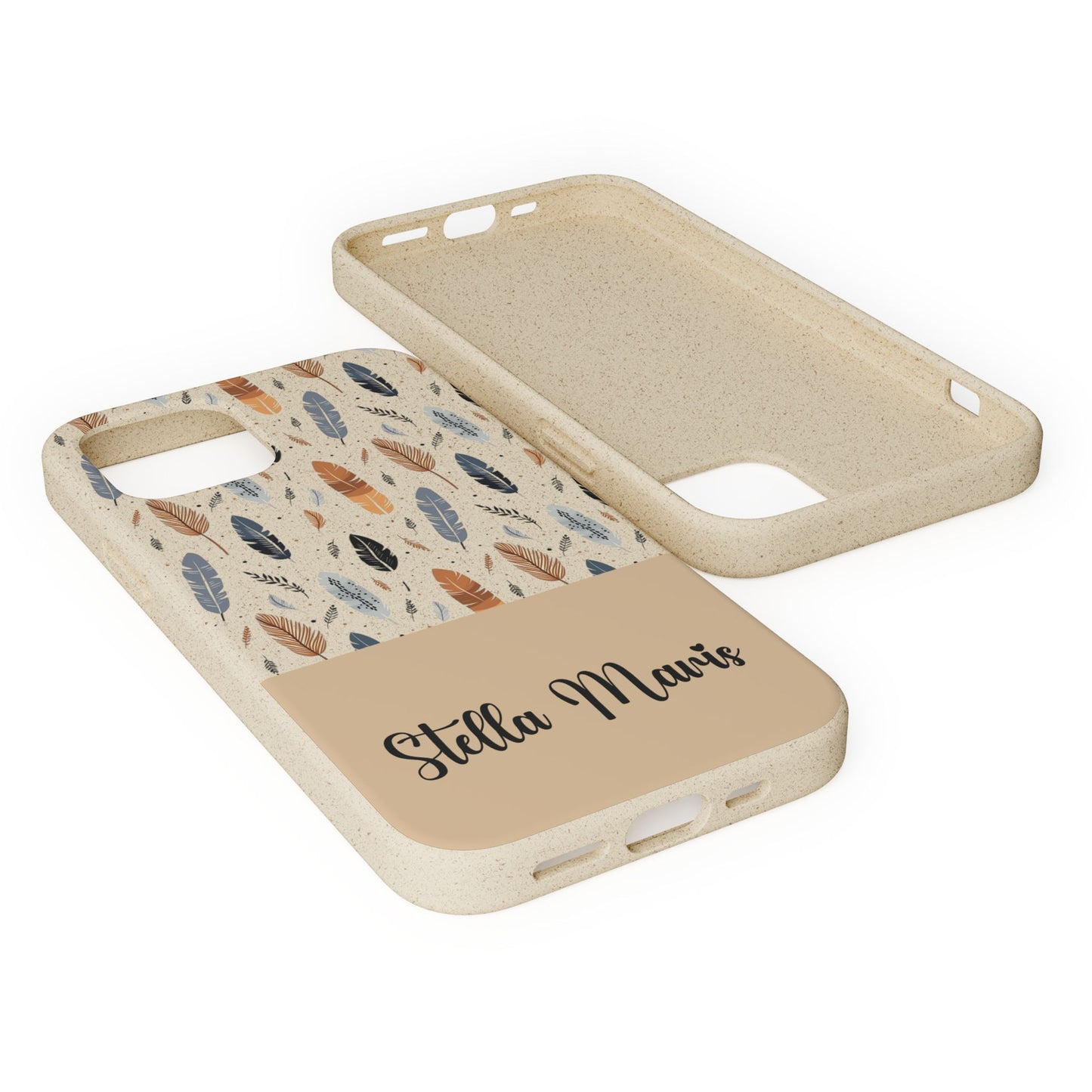 Personalized Whispering Feathers Samsung Biodegradable Case, Custom Name Case.