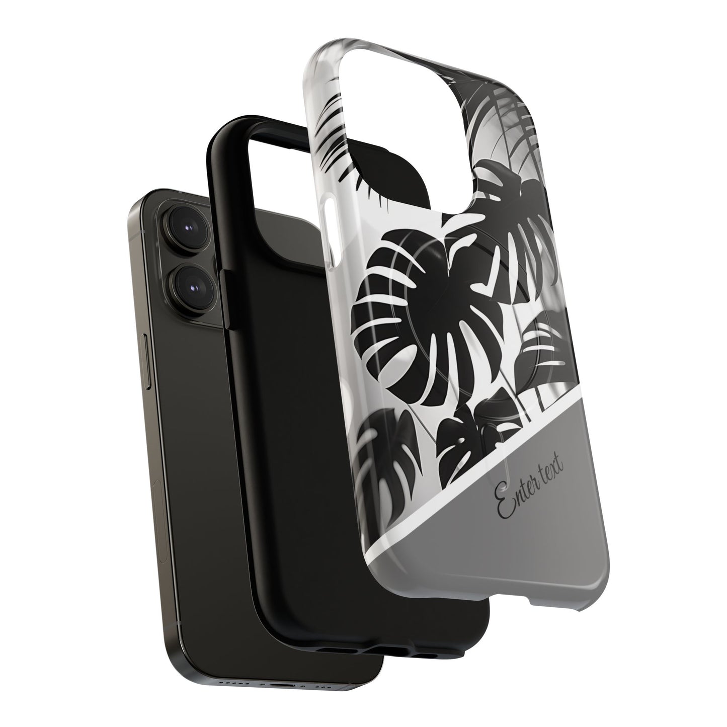 Personalized Monochrome Monstera Tropical Phone Case - Tough Magnetic MagSafe® Cases, Gifts for Nature Lovers, Stylish Phone Accessories, Gifts for Her.