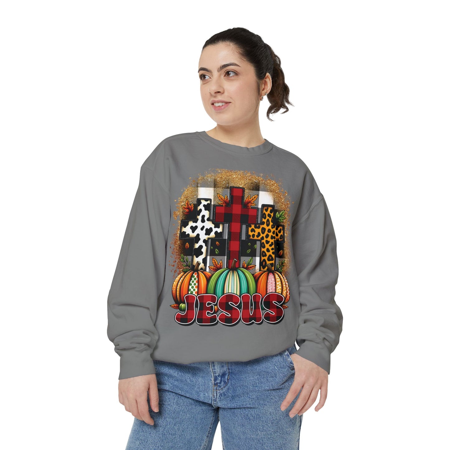 Faithful Harvest Cross Unisex Garment-Dyed Sweatshirt