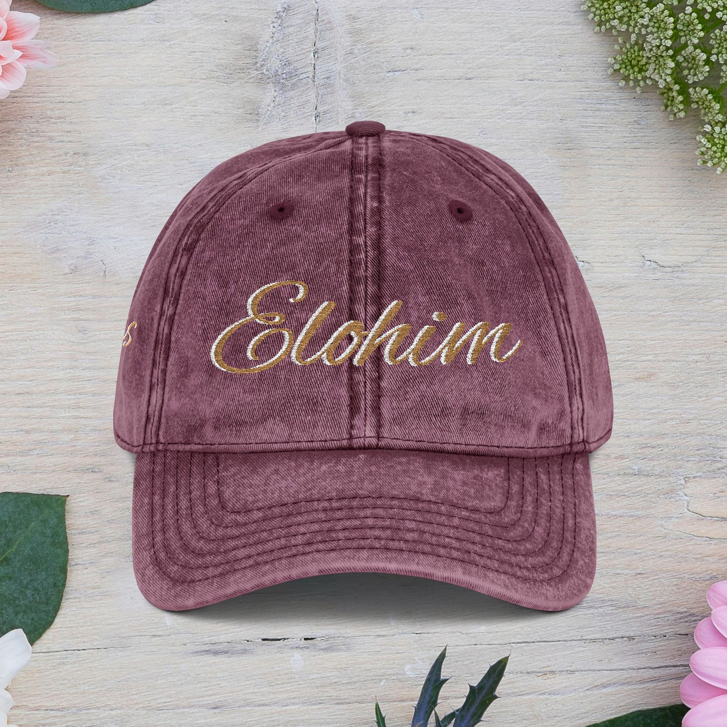 Vintage Embroidered Dad Cap with 'ELOHIM GENESIS 1:1' - Stylish Casual Hat, Gift for Him/Her, Summer Accessory, Trendy Streetwear, Spiritual Fashion