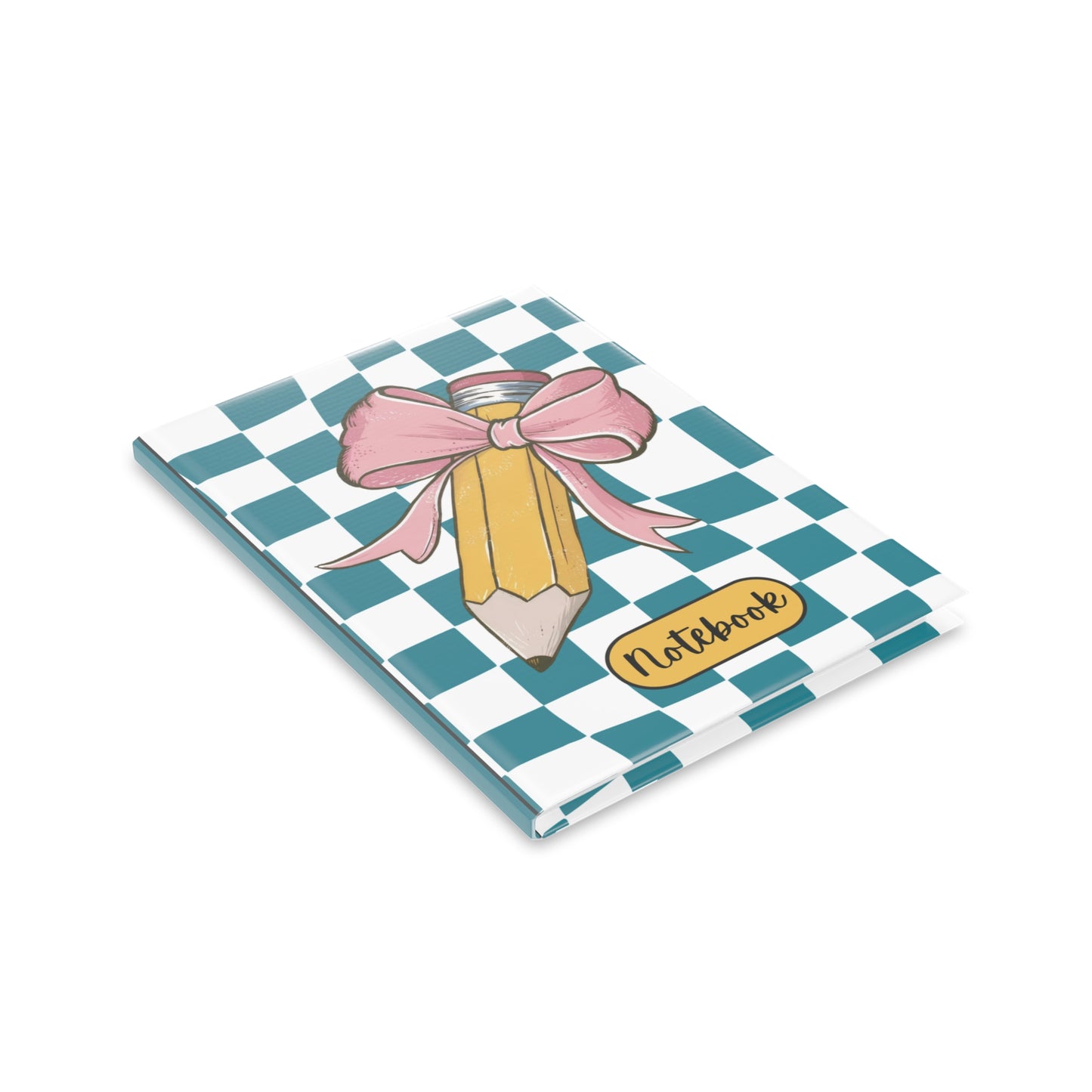 Teal Checkered Charm Hardcover Notebook with Puffy Covers (PY)