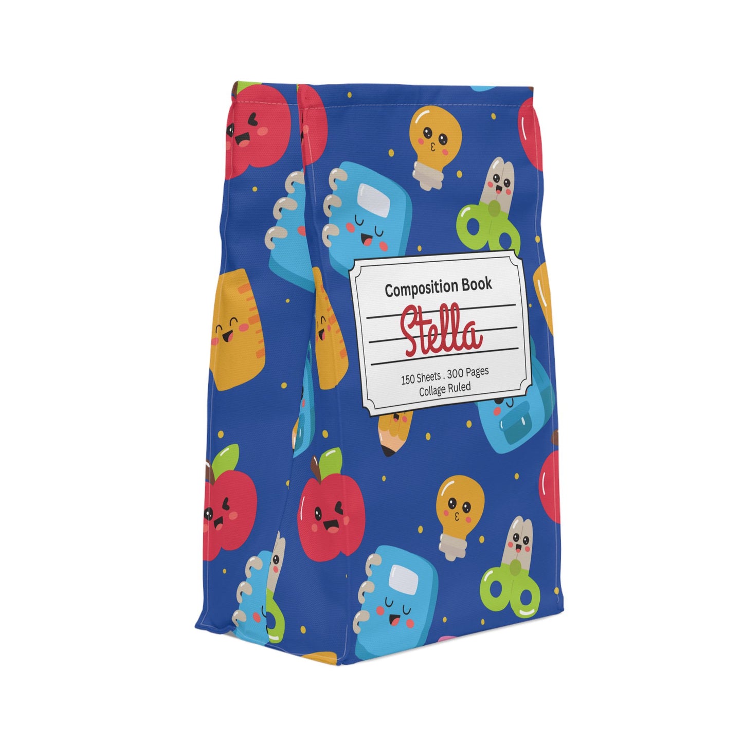 Custom Blue Kawaii Composition Book Inspired Stylish Polyester Lunch Box for Kids - Perfect for School, Picnics, or Snacks | Personalized ABC Design, Back to School, Family [...]