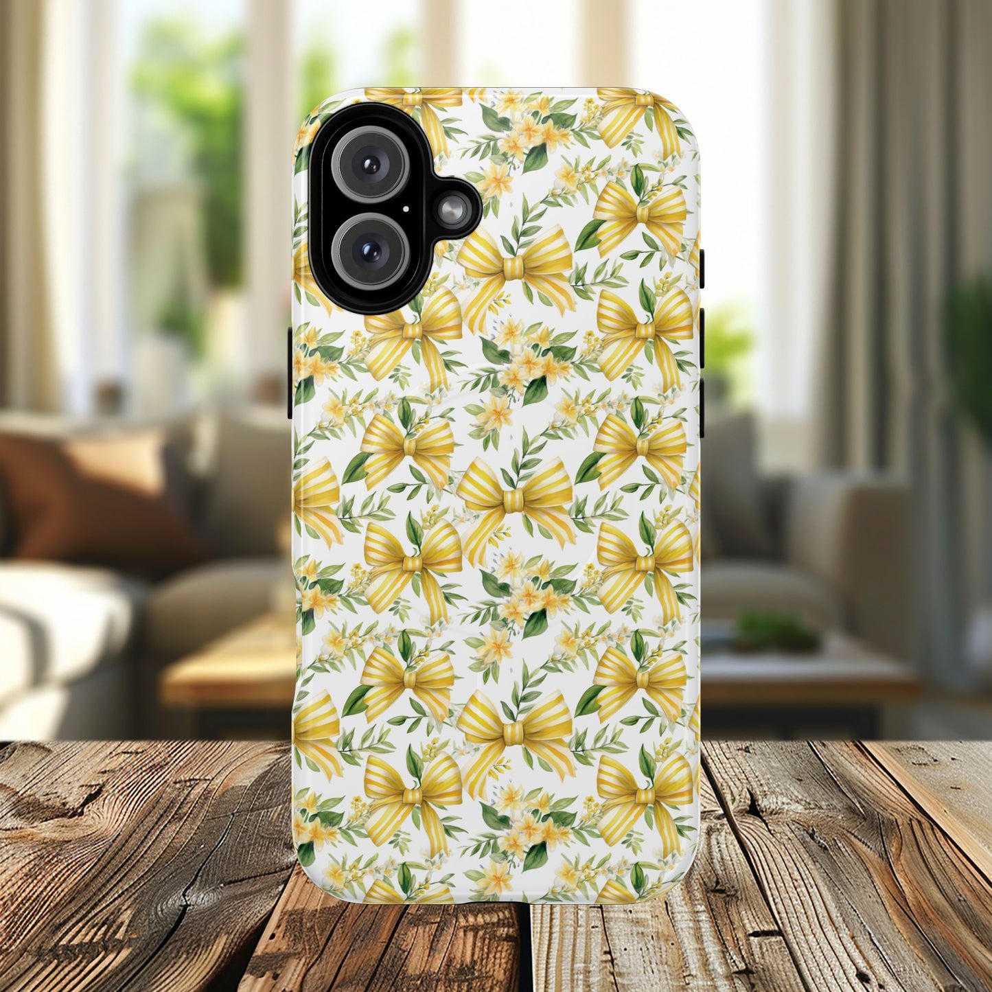 Sunshine Coquette Bows Tough Magnetic iPhone Case, Durable iPhone Cover, Girly Tech Accessory, Nature-Inspired Gift for Her, Spring Decor
