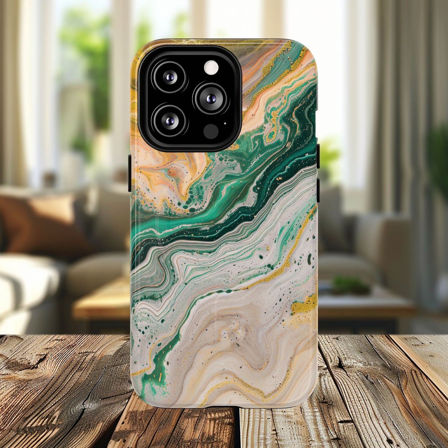 Magnetic iPhone Cases with Green Marble Design, Tough Magnetic Cases, iPhone Accessories, Gift for Her, Trendy iPhone Cover