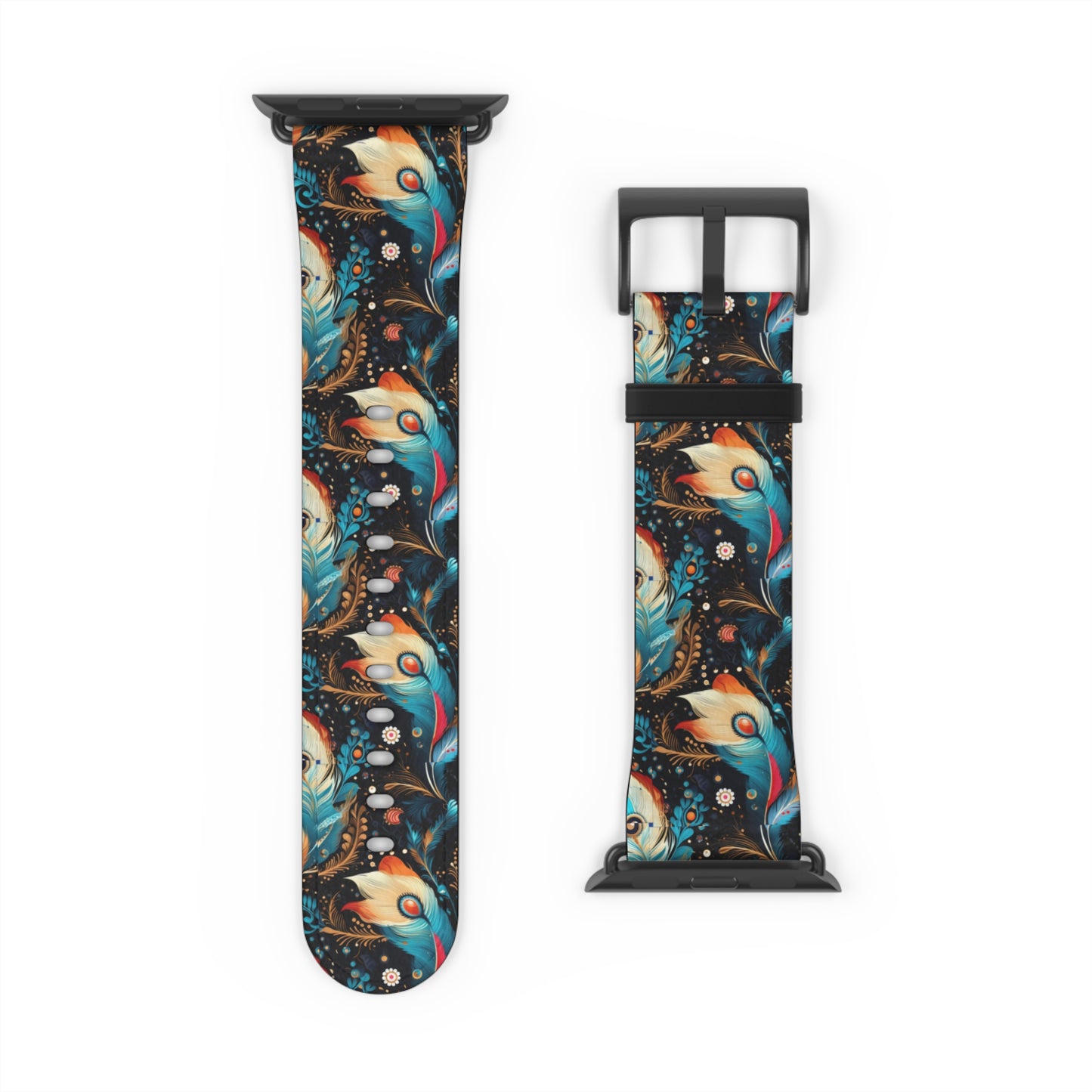 Ethereal Feathers Colorful Design Watch Band - Perfect Gift for Art Lovers,
