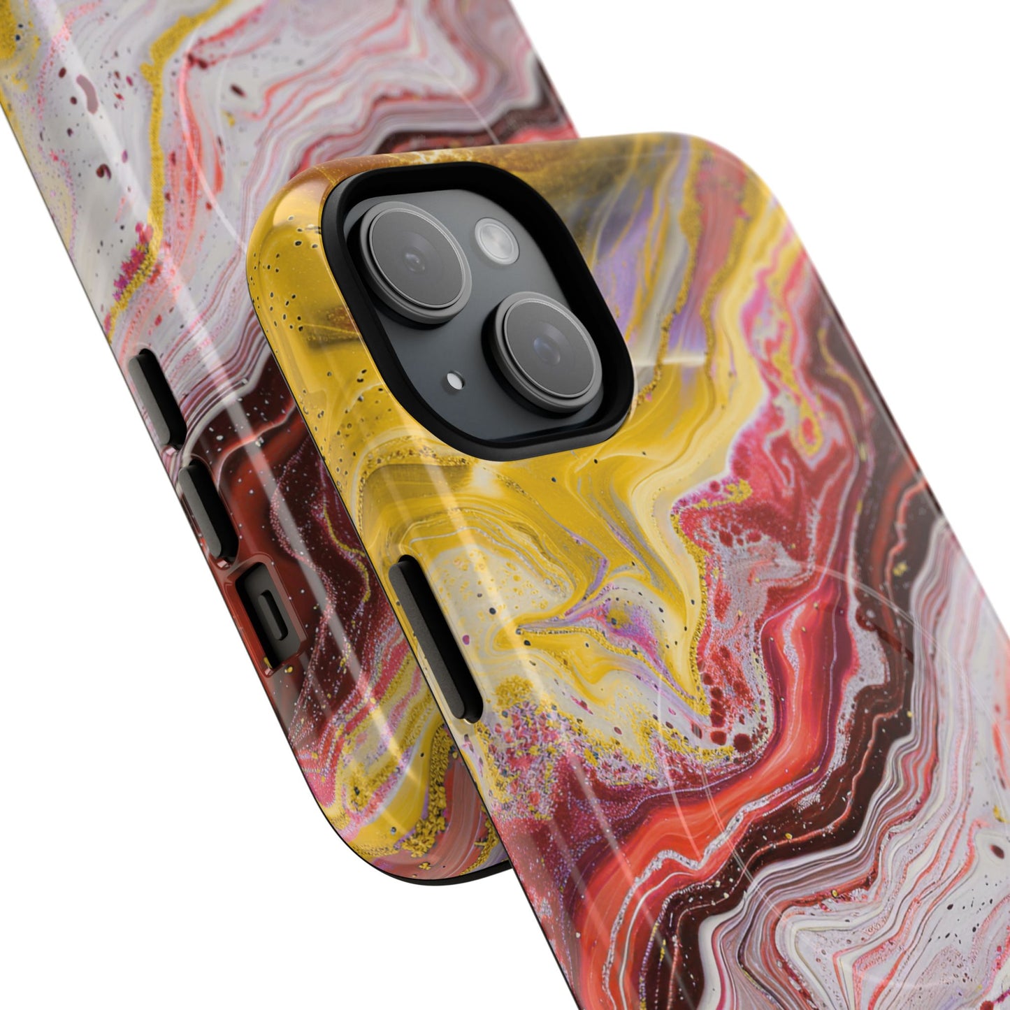 Colorful Red Marble iPhone Case, Tough Magnetic Cases, Stylish iPhone Protection, Unique Gift for iPhone Lovers, iPhone Accessories