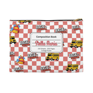 Personalized Red SchoolYard Chic Composition Book Inspired Accessory Pouch, Kids School Supplies, Classroom Organizer, Teacher Gift, Fun Stationery Case, Back to School