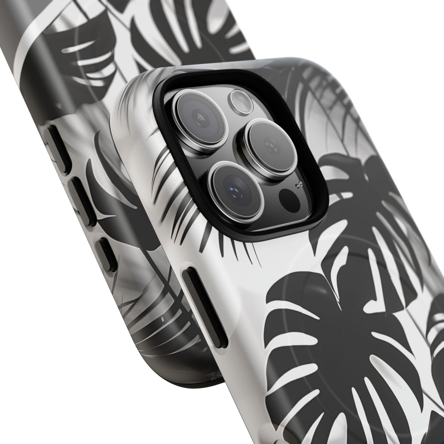 Personalized Monochrome Monstera Tropical Phone Case - Tough Magnetic MagSafe® Cases, Gifts for Nature Lovers, Stylish Phone Accessories, Gifts for Her.