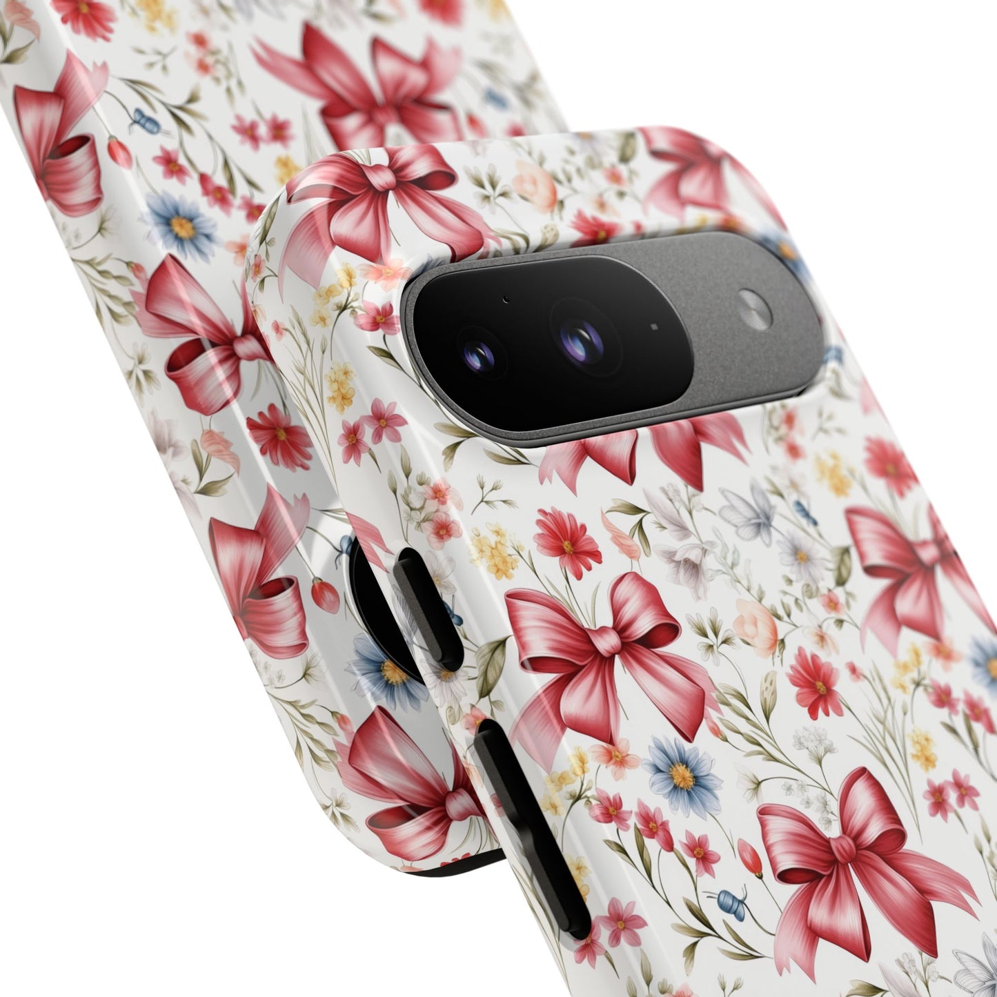 Personalized Rosette Coquette Phone Case - Custom Name/Message 'I Am Stronger Than The Storm' Floral Bow Protective Case