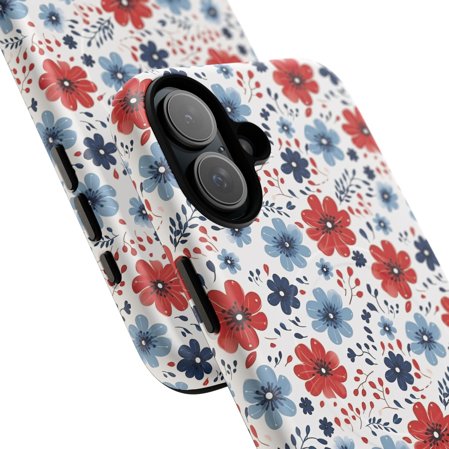 Patriotic Floral Dreams Tough Magnetic iPhone Cases, Durable, Stylish, Gift for Her, Protective Phone Cover, Spring Floral Design