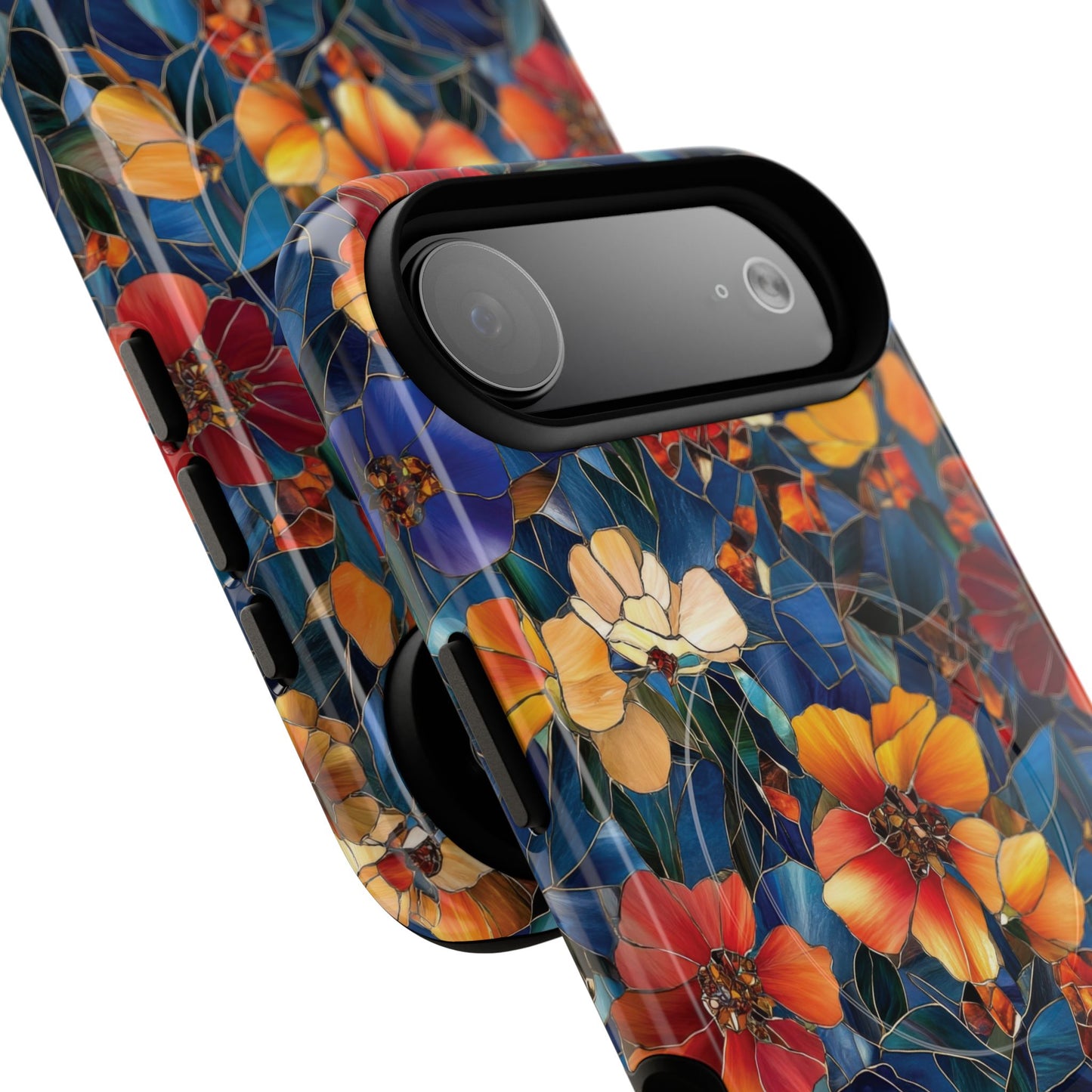 Cathedral Petals Tough Magnetic iPhone Case, Durable, Stylish, Unique Floral Design, Gifts for Her, Birthday, Everyday Use, Stained Glass iPhone Case.