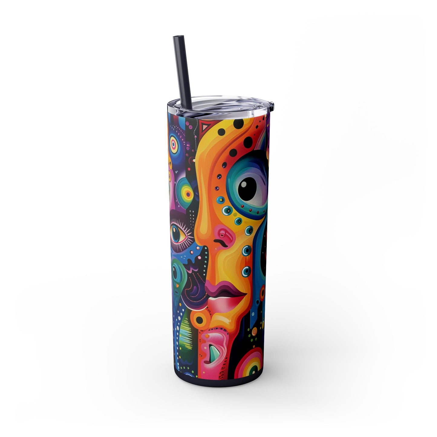 Psychedelic Visions Skinny Tumbler with Straw, 20oz