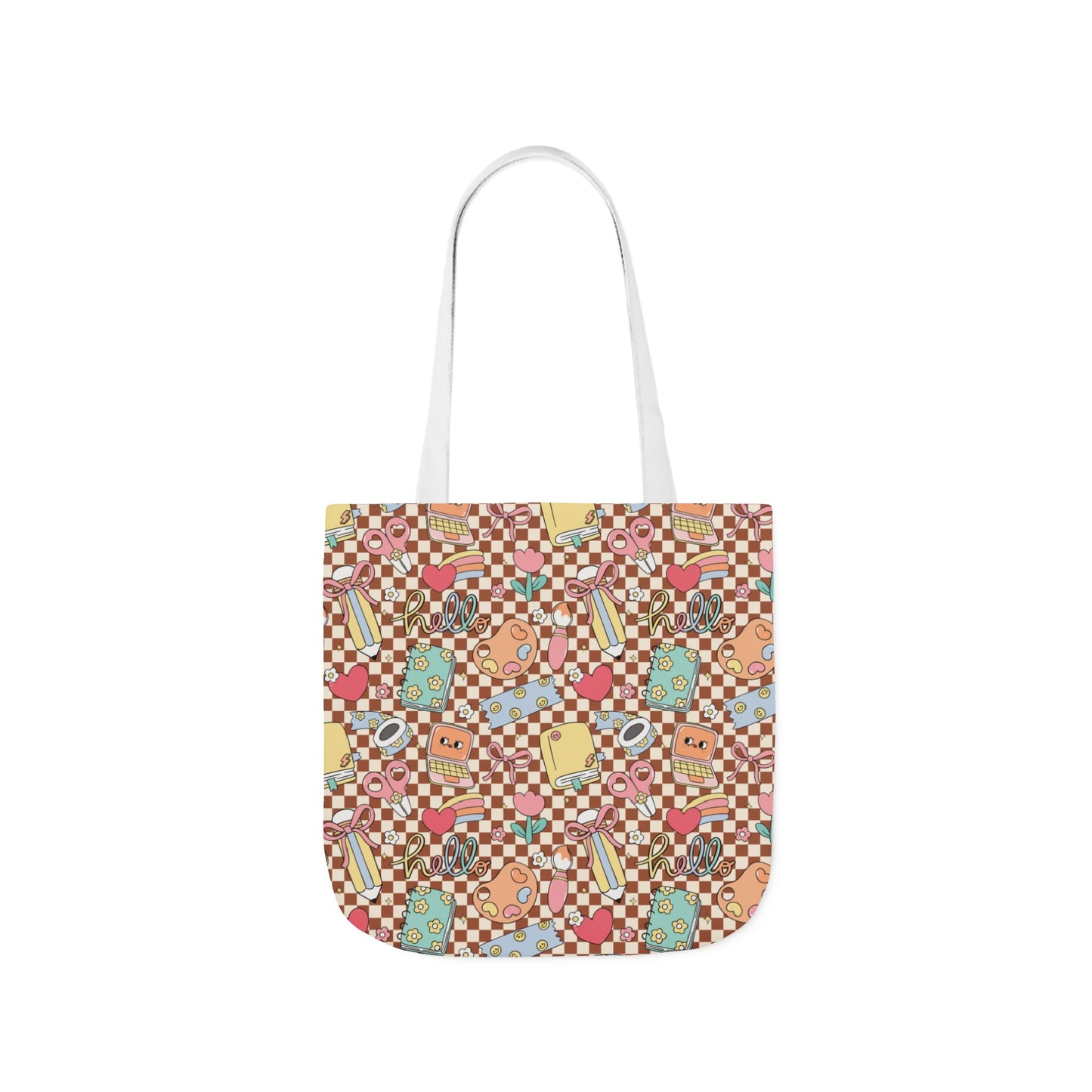 Personalized Brown Doodle Daydream Composition Book Inspired Canvas Tote Bag with Colorful Straps, Cute School Bag, Eco-Friendly Tote, Back to School Shopping Bag, Teacher Gift Idea