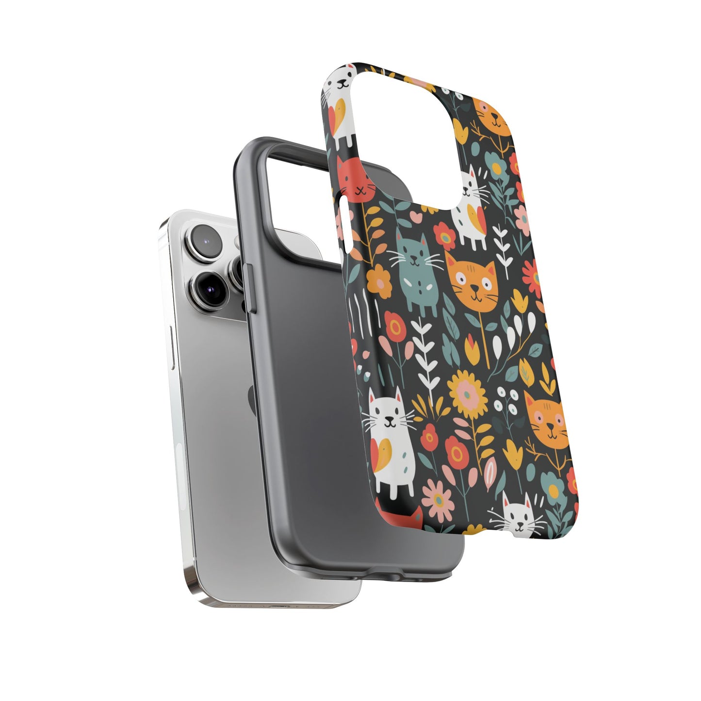 Whimsical Feline Garden iPhone, Samsung or Google Pixel Tough Cases