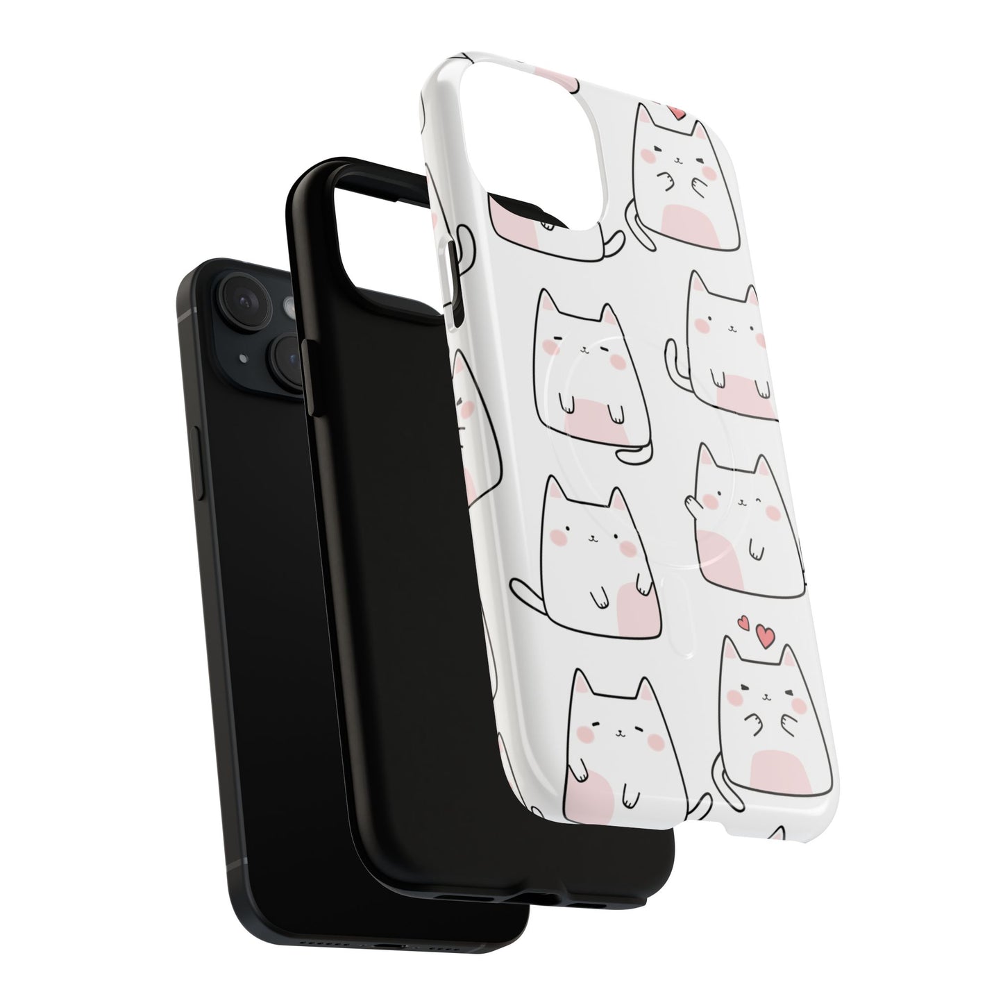 Cute Kawaii Cat Tough Magnetic iPhone Case, Cute Cat Lover Gift, Kawaii iPhone Cover, Tough iPhone Case, Unique Pet Themed Accessory,