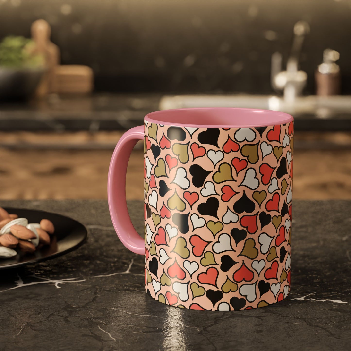 Heart Patterned Coffee Mug - Colorful Love Design, Perfect for Gifts & Celebrations