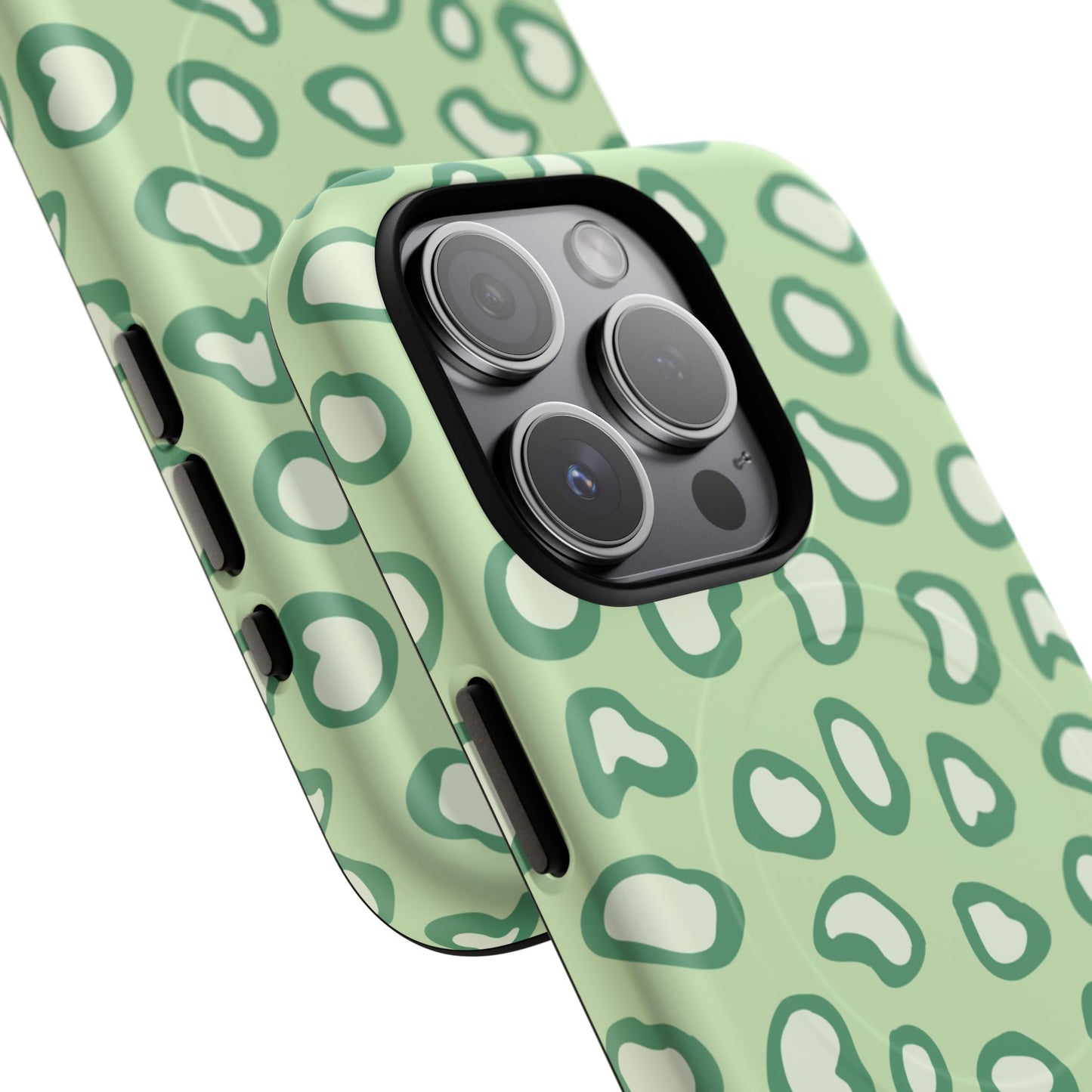 Chic Leopard Print iPhone Cases | Tough Magnetic Cases, iPhone Protection, Animal Print, Stylish Tech Accessories, Green iPhone Case