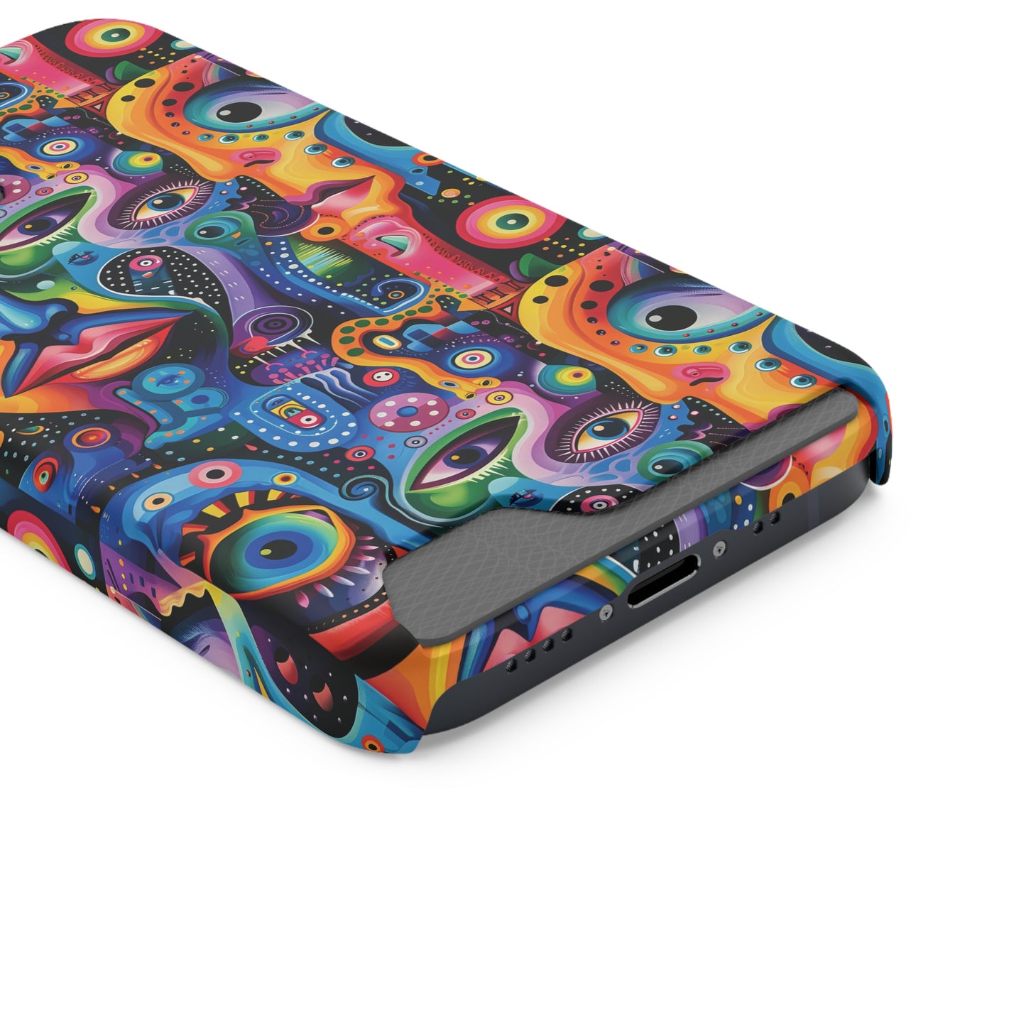 Psychedelic Visions Phone Case with Card Holder - Colorful and Stylish Design for Creatives
