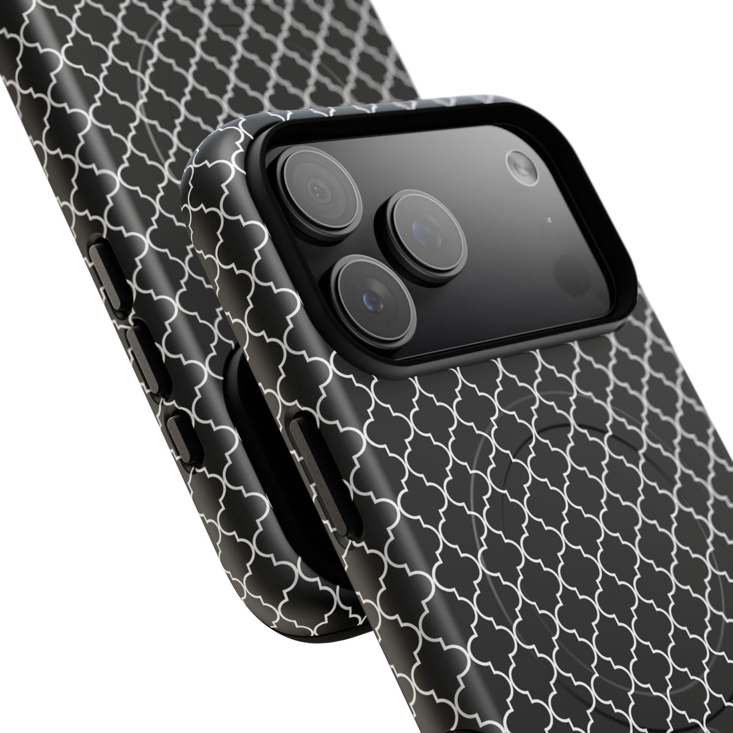 Noir Mosaic Tough iPhone Magnetic Case, Geometric Patterned Case, Durable iPhone Cover, Unique Tech Accessories, Perfect Gift for Him/Her