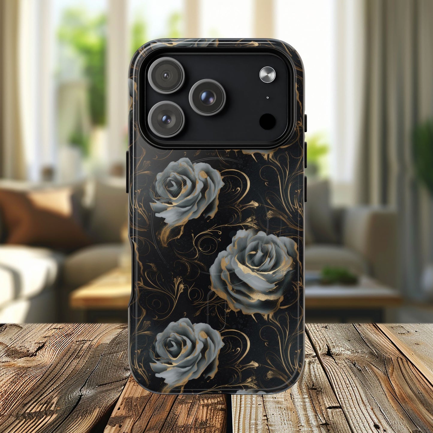 Midnight Bloom Tough iPhone Magnetic Cases,  iPhone 14, iPhone 15, iPhone 16, Pro, Pro Max, Plus MagSafe Case, Protective Tech Accessories, Gift for Her, Floral Design