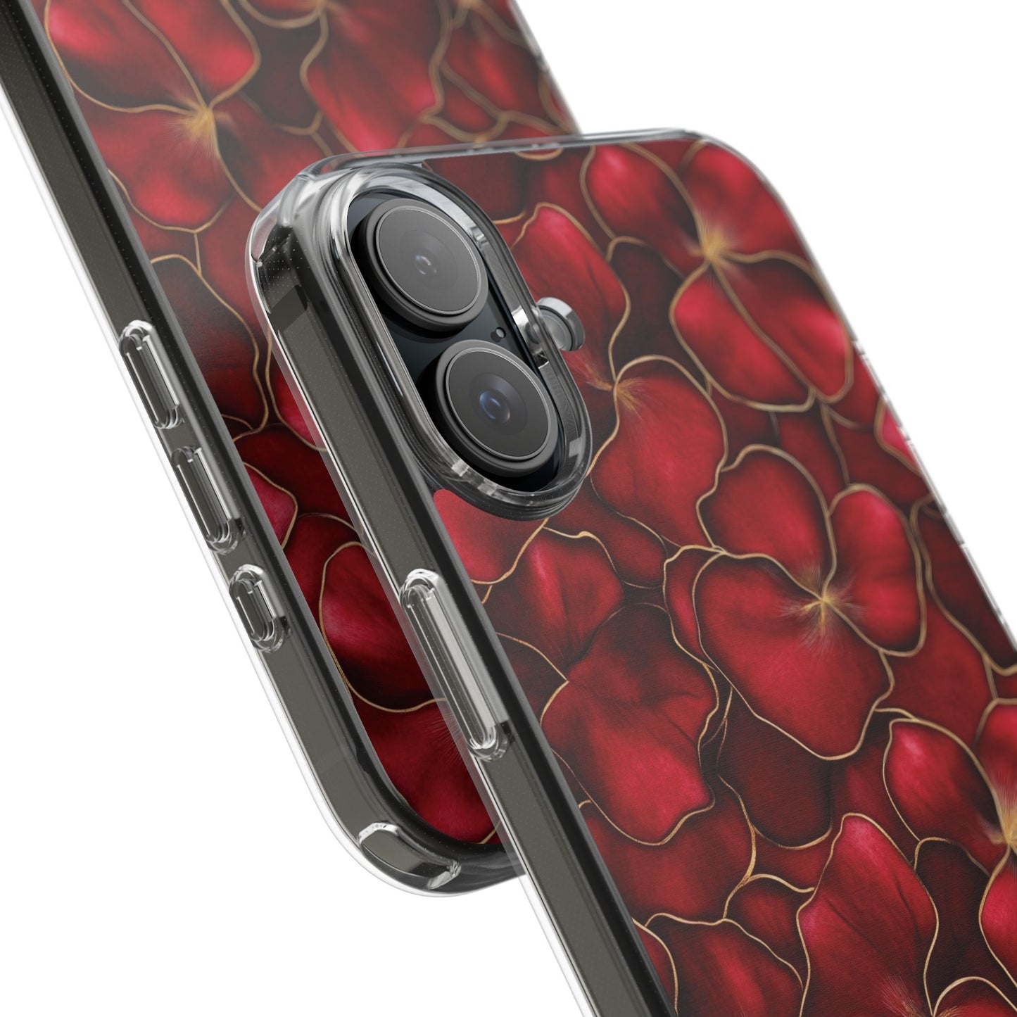 Velvet Petal Noir Floral Petal Clear Impact-Resistant iPhone and Samsung Case.
