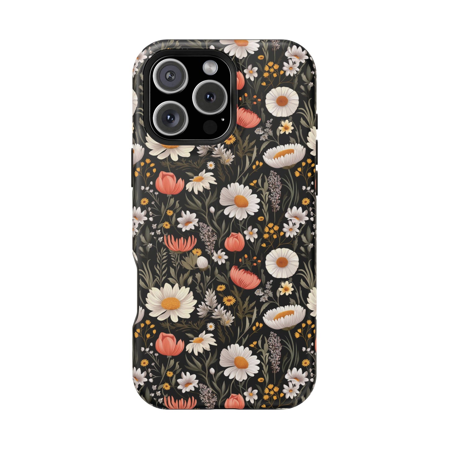 Blossom Elegance: Noir Garden Magnetic Tough iPhone Cases