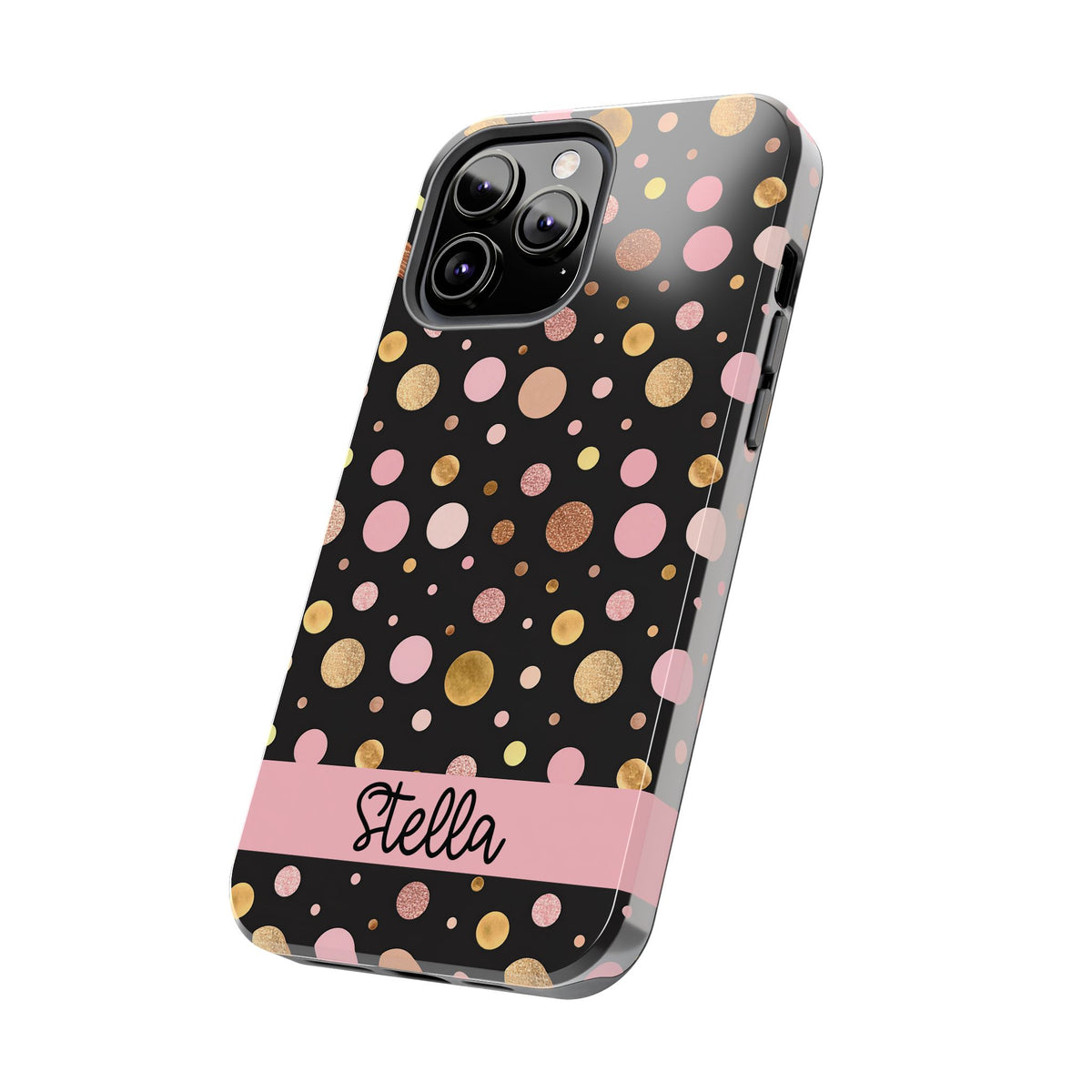 Personalized Gold & Pink Confetti Tough Phone Case — Glitter Dot Protective Phone Cover