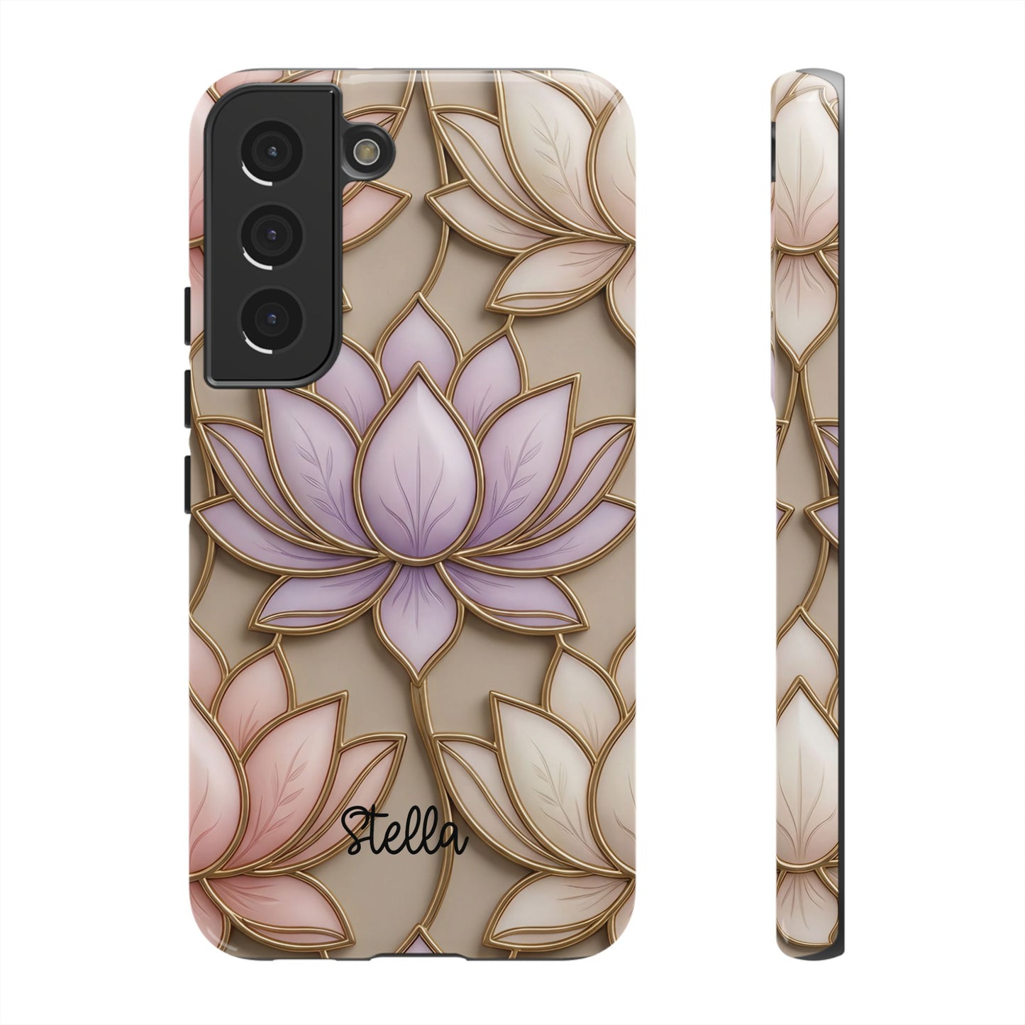 Personalized Lotus Floral Stained Glass Effect Tough Phone Case