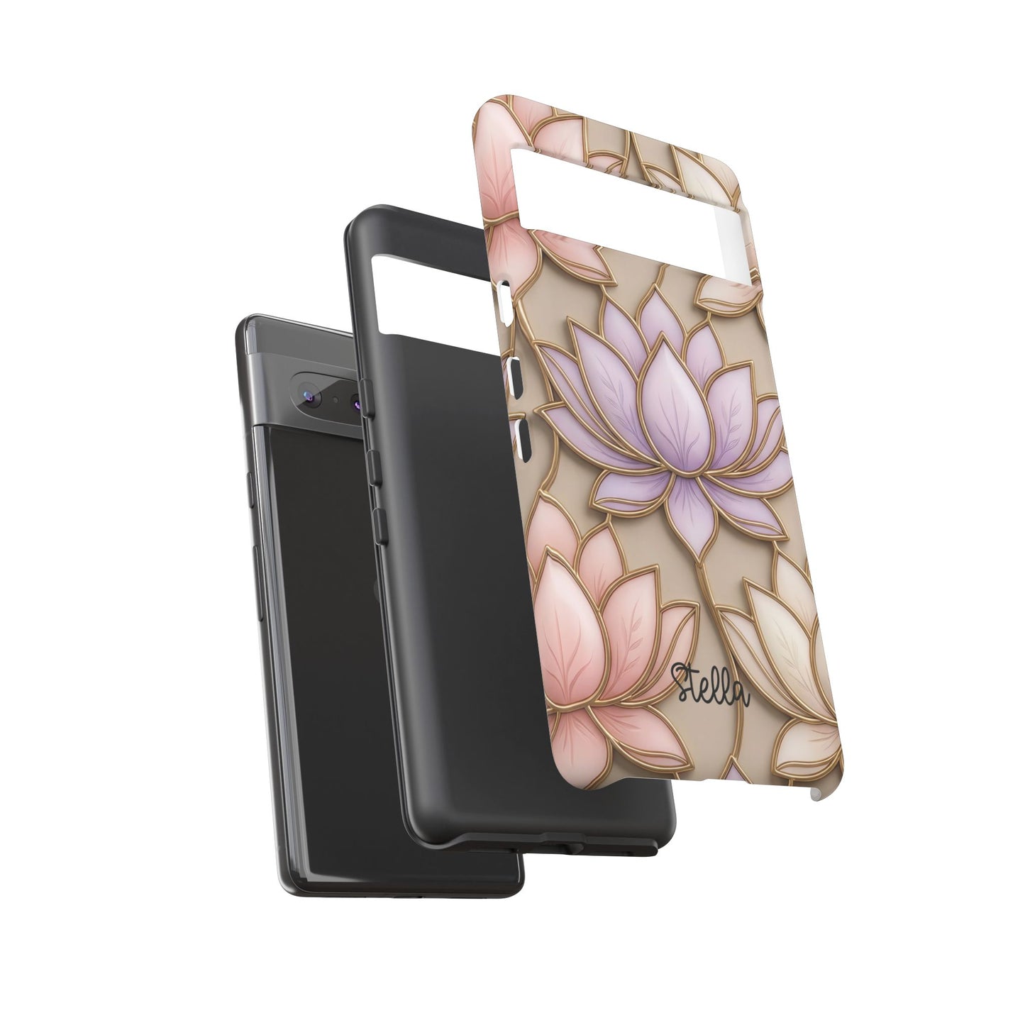 Personalized Lotus Floral Stained Glass Effect Tough Phone Case