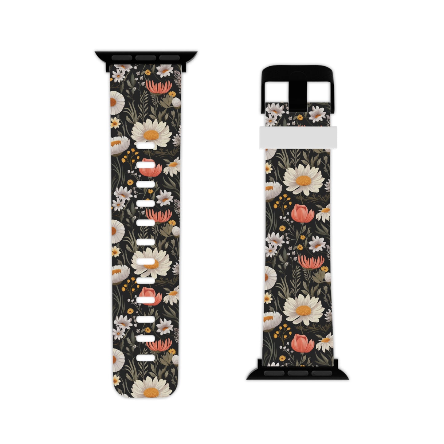 Blossom Elegance: Noir Garden Floral Pattern Apple Watch Band - Stylish & Comfortable