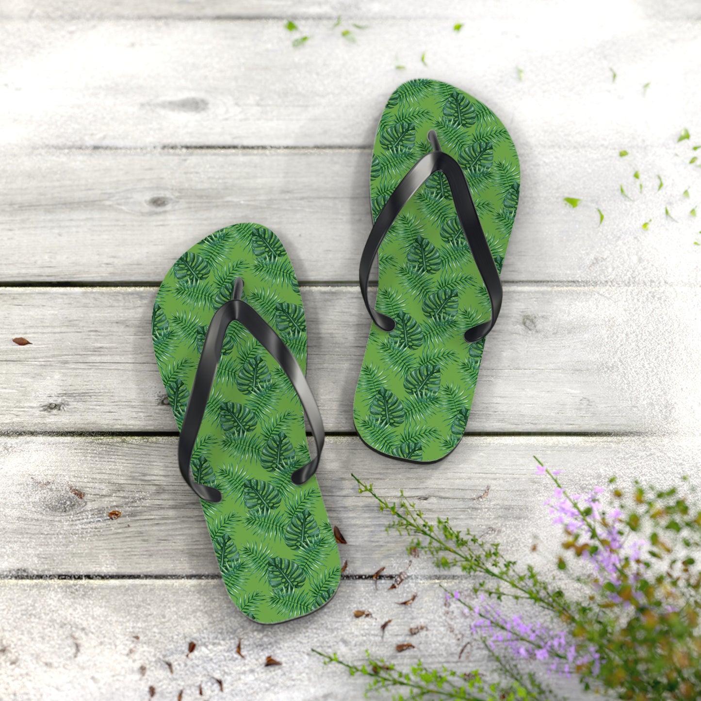 Green Tropical Bliss Flip Flops