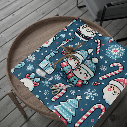 Wrapping Papers - Blue Santa Claus Holiday Collection - Matte or Glossy Finish - 90gsm Paper